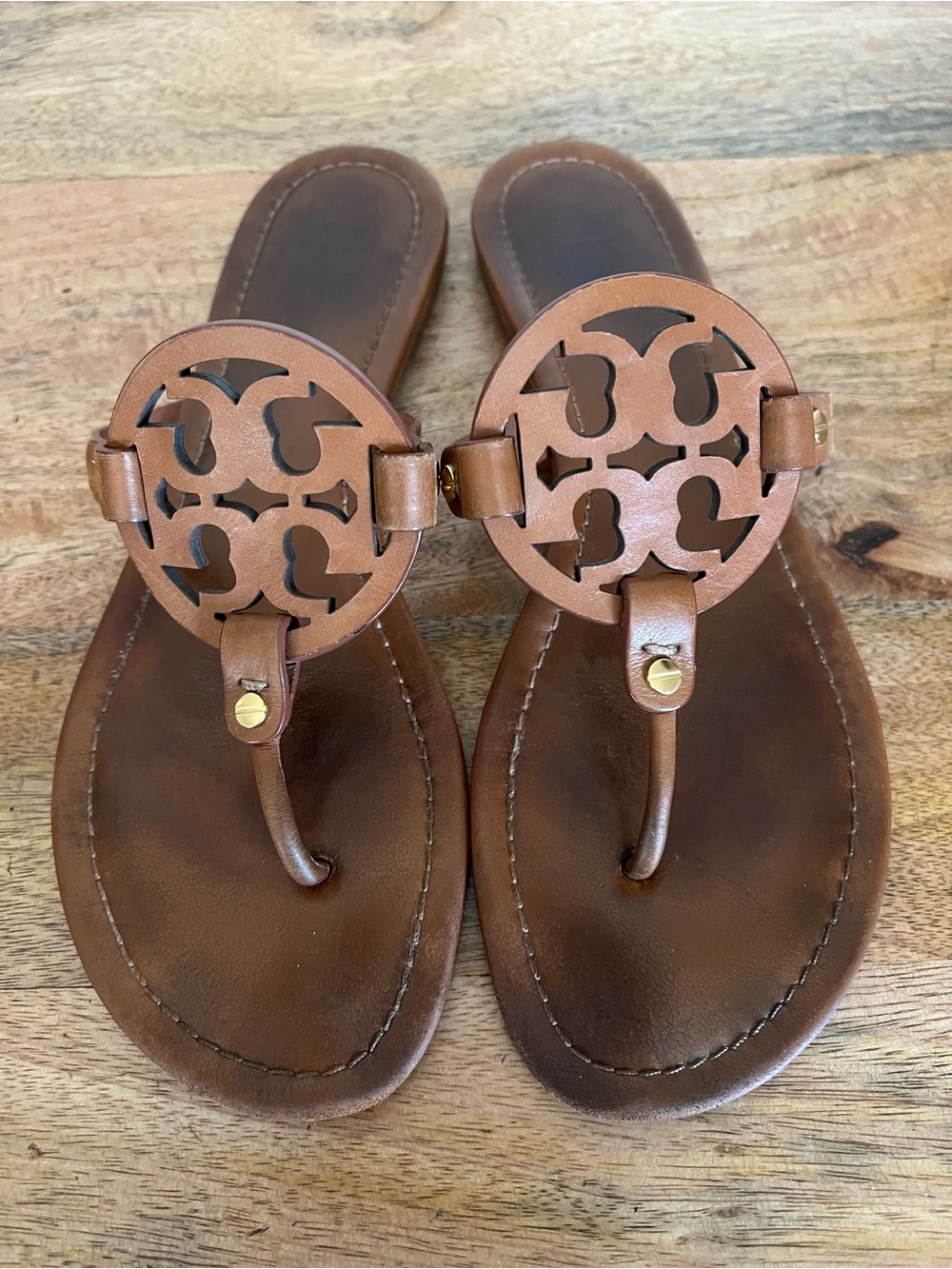 Tory Burch Miller Brown Leather Sandals Size 11 M - Picture 4 of 17
